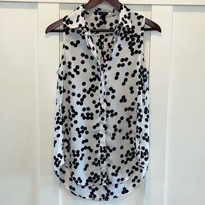 Ann Taylor Sleeveless Button-Down Sheer Polka Dot Blouse